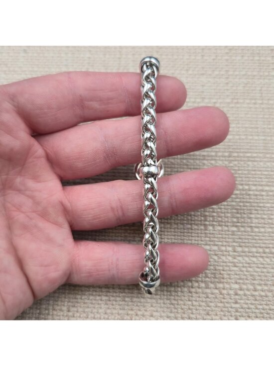 Heavy Sterling Silver Wheat Chain Bracelet 7.75 Inch Silver Plated Wheat Chain Bracelet A7326